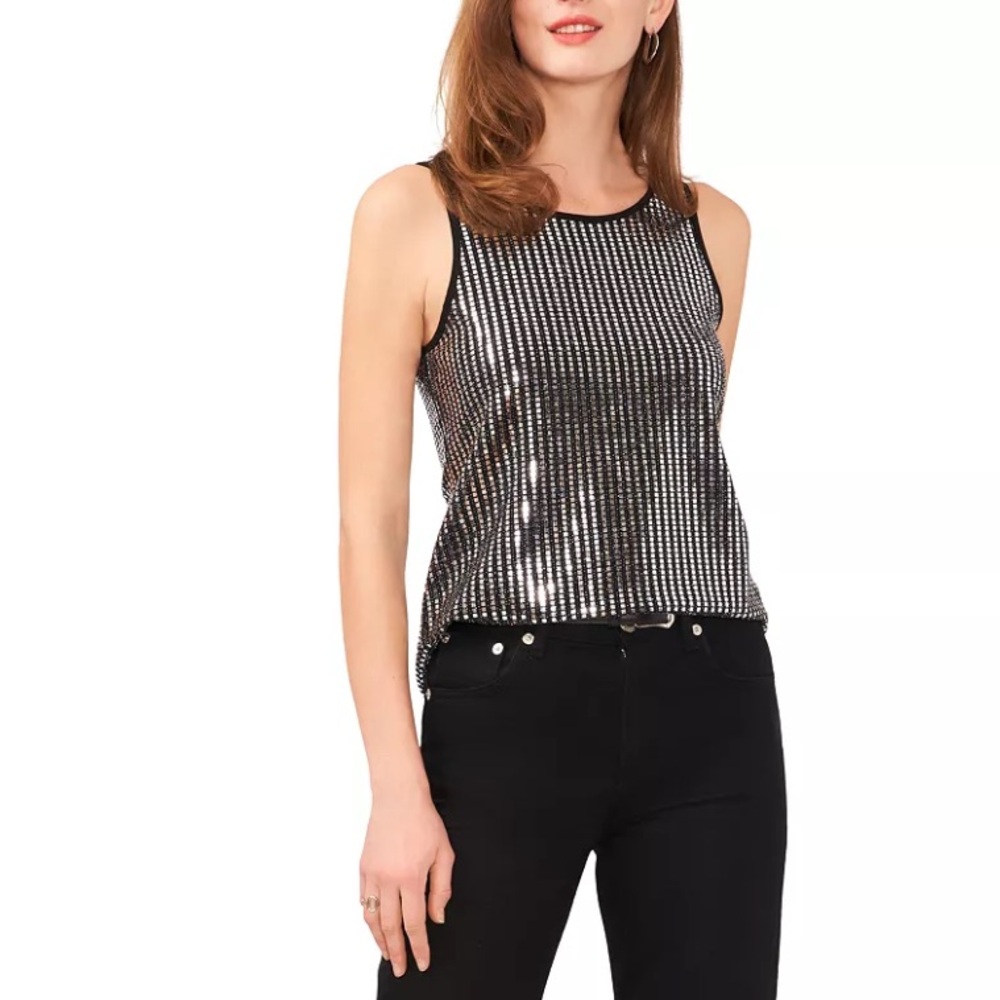 Vince Camuto Scoop Neck Shimmer Sleeveless Tank Top Medium NWT - Picture 9 of 10